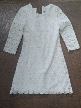 Rare Editions White Crochet Lace Dress Top